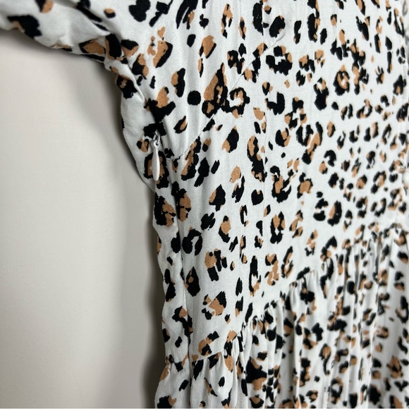 Ebby & I Maxi Dress White Leopard Animal Print Pockets Long Boho Size 10 NWT New - Picture 11 of 15